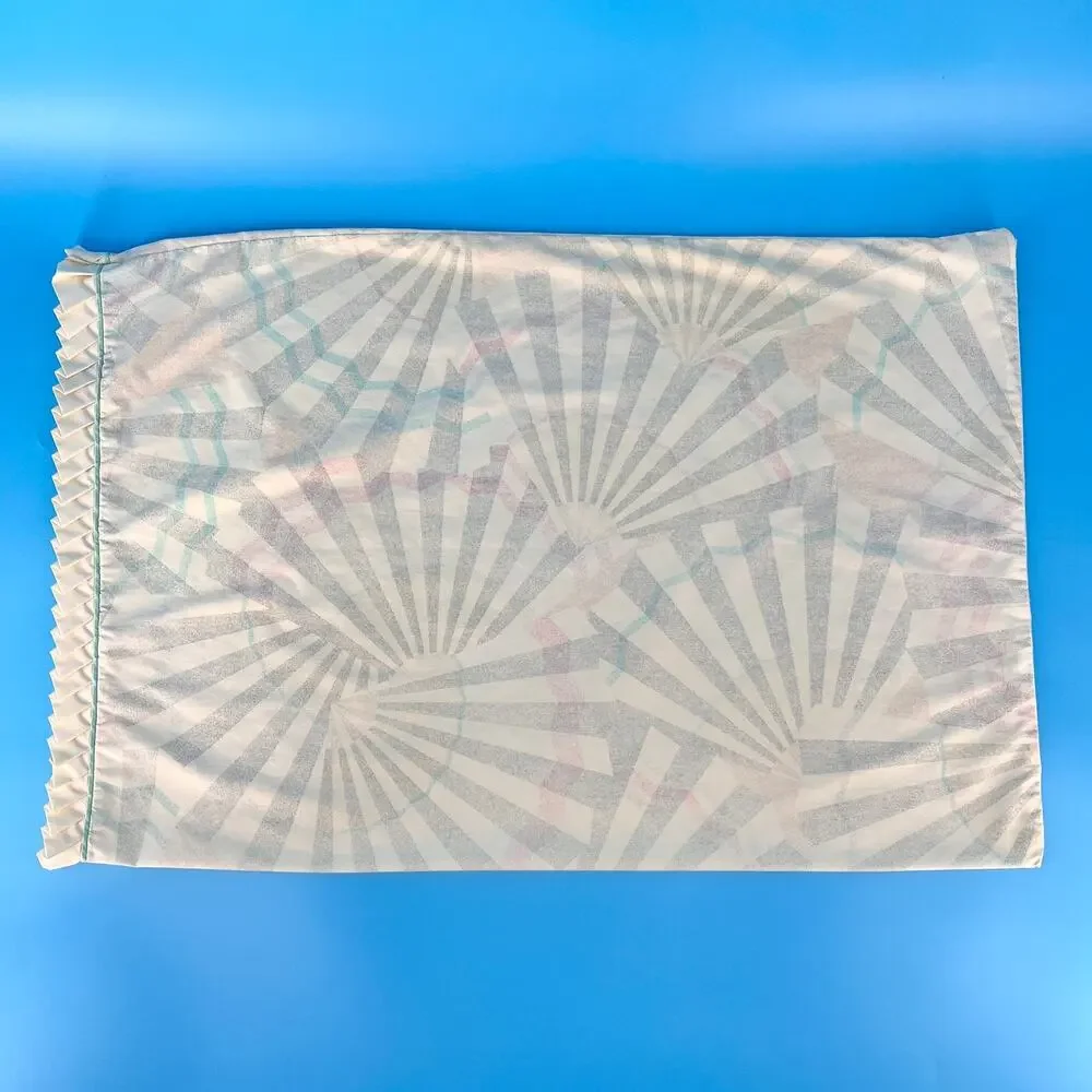 Vintage 80s Pillowcase Pastel Fan Dance Martex Artelier 1980s Art Deco